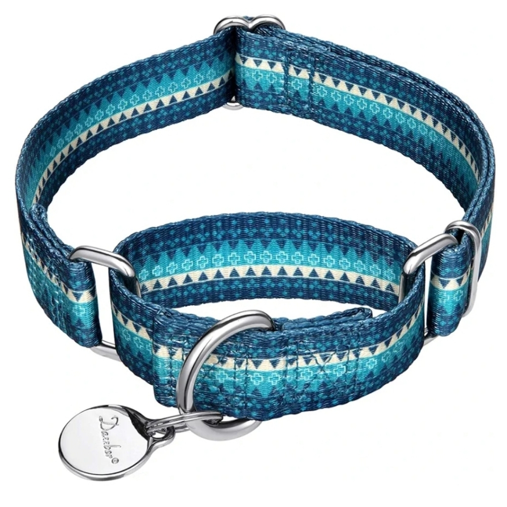 New Turquoise Martingale Dog Training Collar No Pull Heavy Duty Geometric Design
